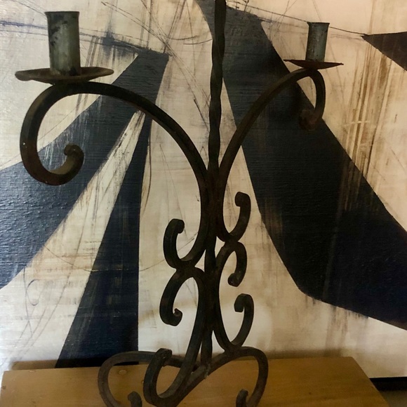 Rustic Wrought Iron Candleabra 23' H X 20 1/2 W - Picture 2 of 5